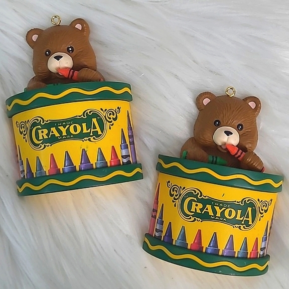 Vintage 90s Crayola Crayons Teddy Bear Teacher Collectible Christmas Ornaments - Picture 2 of 13